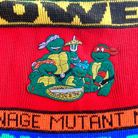 rare 90s Teenage Mutant Ninja Turtles neon sweater: “PIZZA POWER”! - Picture 5 of 11